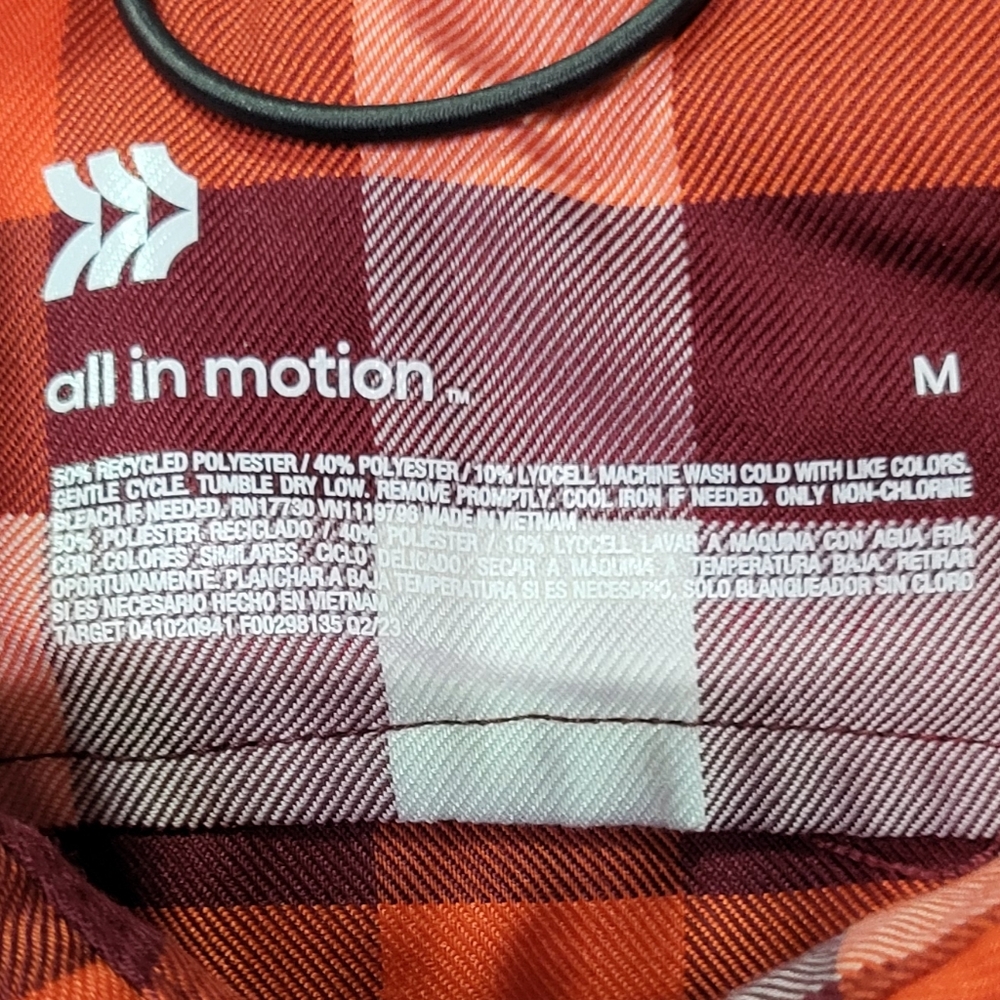All In Motion Men's NWT Red Long Sleeve Flannel Button Down Shirt Size Medium - Picture 4 of 6